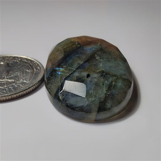 Faceted Labradorite gemstone cabochon - natural crystal healing stone for jewelry making by SemiPreciousCabs
