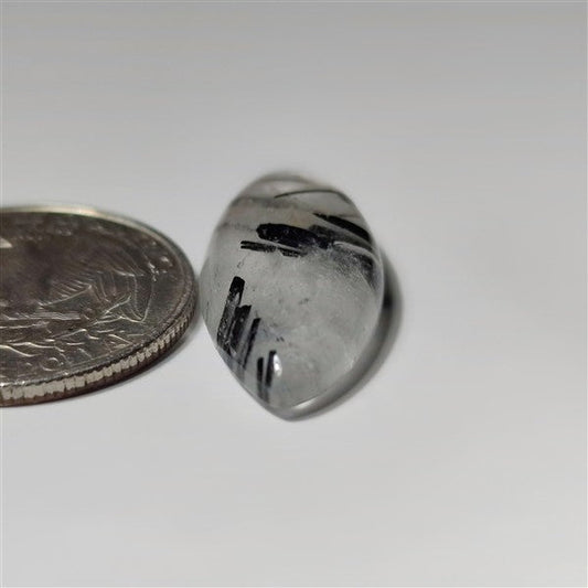 Black Rutiled Quartz gemstone cabochon - natural crystal healing stone for jewelry making by SemiPreciousCabs