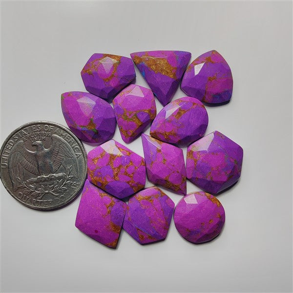 Rose Cut Mohave Turquoise Lot gemstone cabochon - natural crystal healing stone for jewelry making by SemiPreciousCabs