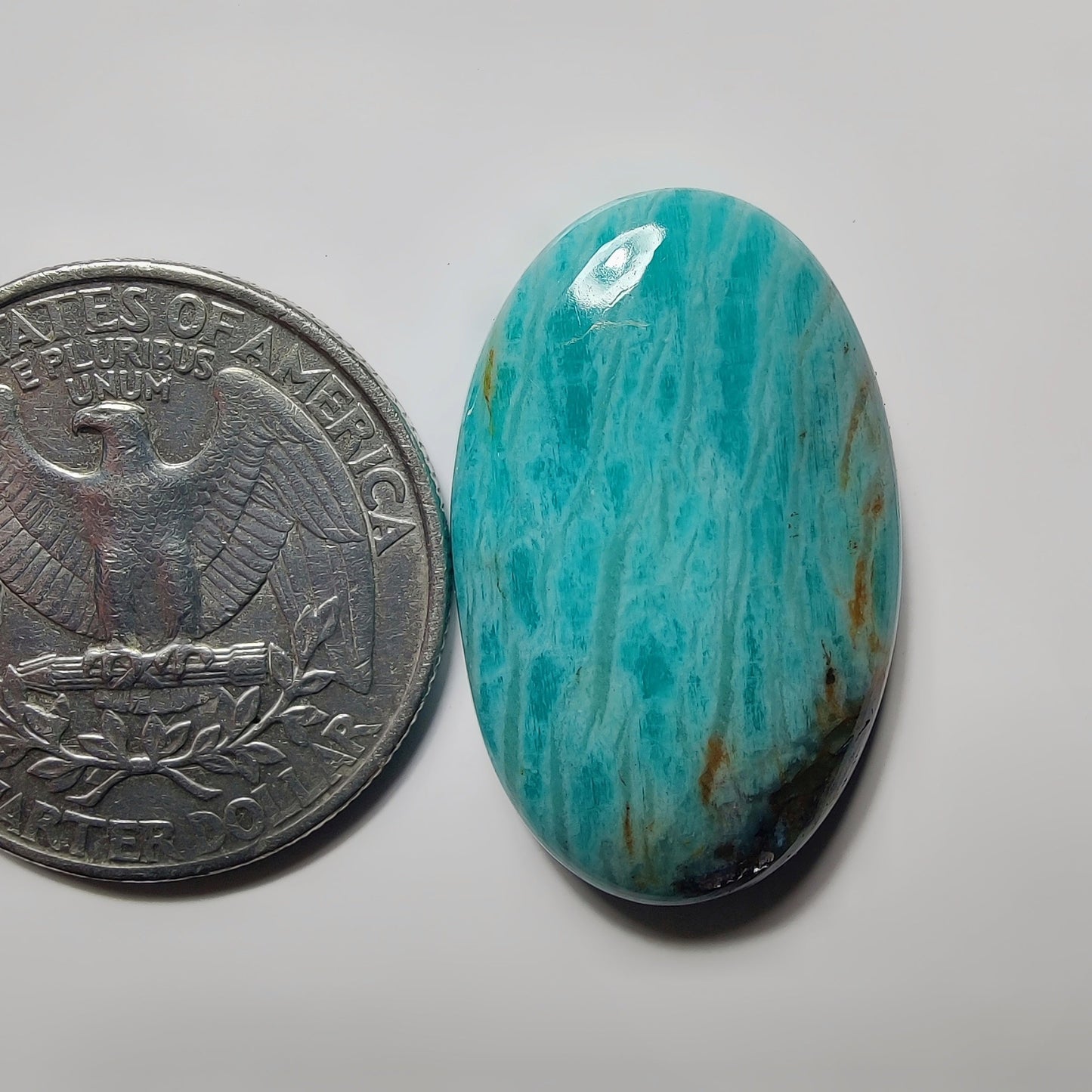 Amazonite gemstone cabochon - natural crystal healing stone for jewelry making by SemiPreciousCabs