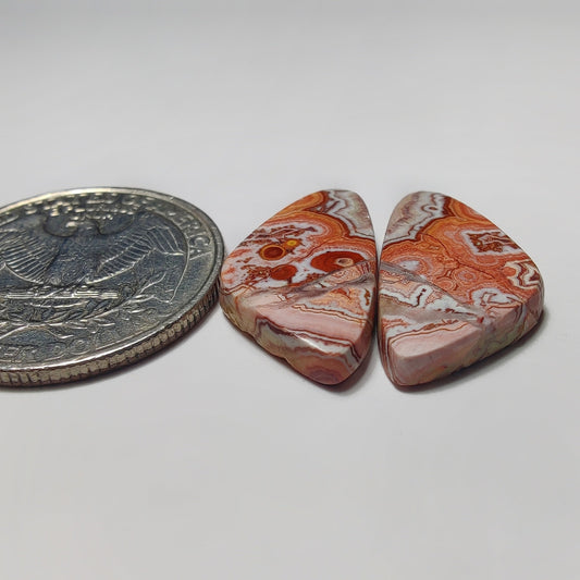 Rosita Jasper Pair gemstone cabochon - natural crystal healing stone for jewelry making by SemiPreciousCabs