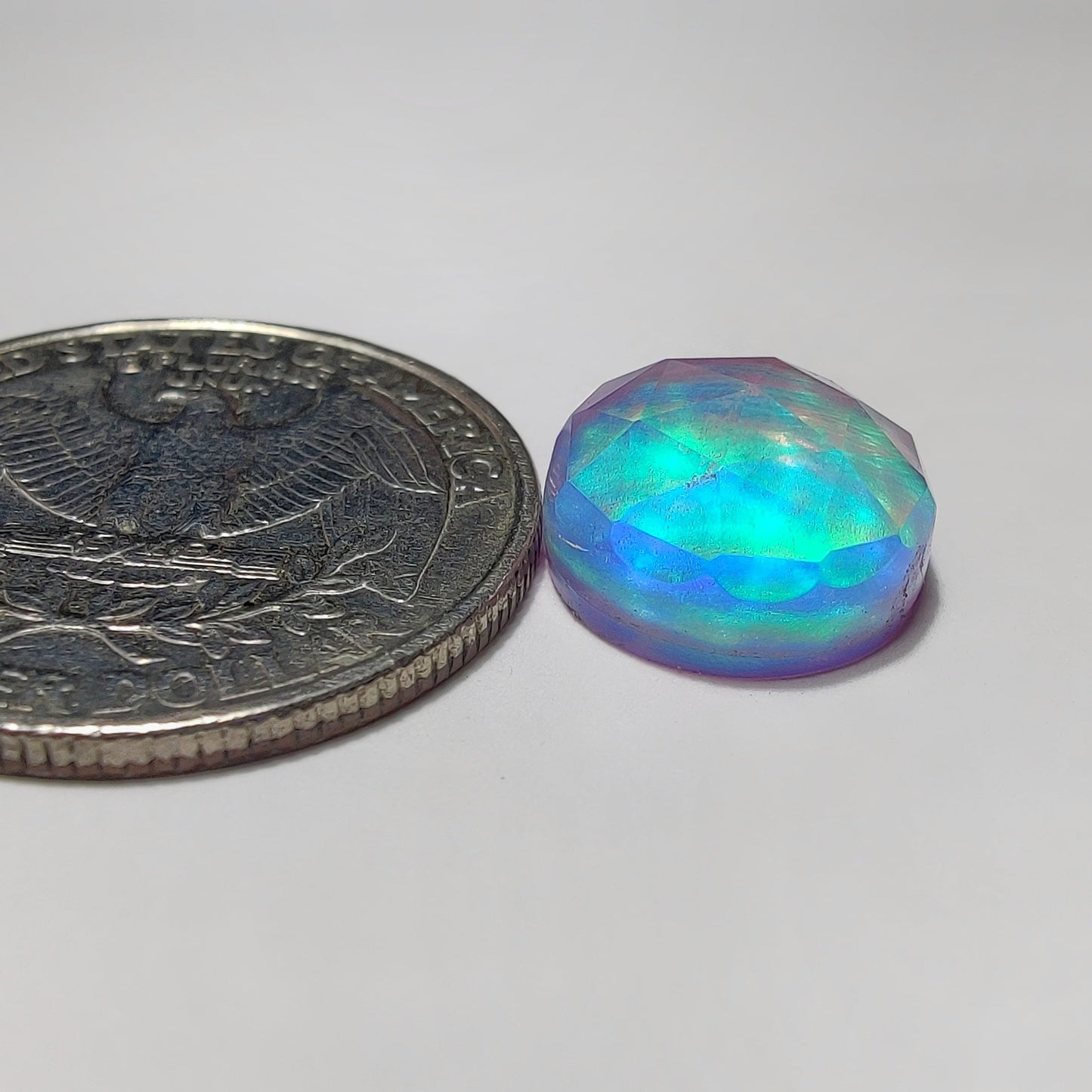 Rose Cut Crystal & Aurora Opal Doublet gemstone cabochon - natural crystal healing stone for jewelry making by SemiPreciousCabs