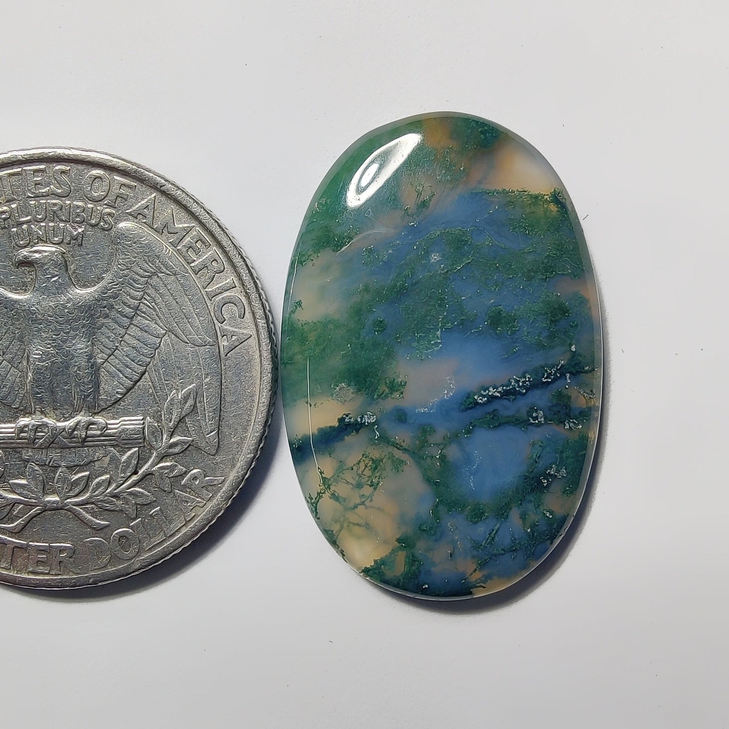 Moss Agate gemstone cabochon - natural crystal healing stone for jewelry making by Gemivra