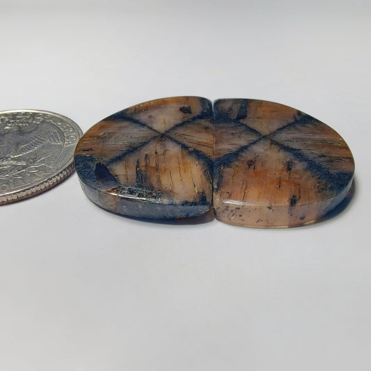 Chiastolite Pair gemstone cabochon - natural crystal healing stone for jewelry making by Gemivra