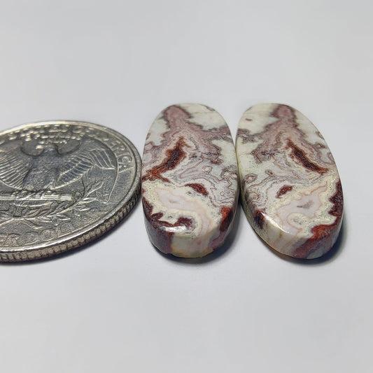 Crazy Lace Agate Pair gemstone cabochon - natural crystal healing stone for jewelry making by Gemivra