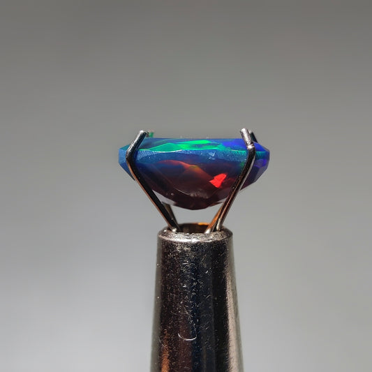 Faceted Ethiopian Black Opal gemstone cabochon - natural crystal healing stone for jewelry making by Gemivra