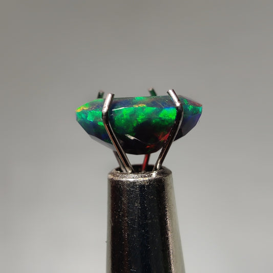 Faceted Ethiopian Black Opal gemstone cabochon - natural crystal healing stone for jewelry making by Gemivra