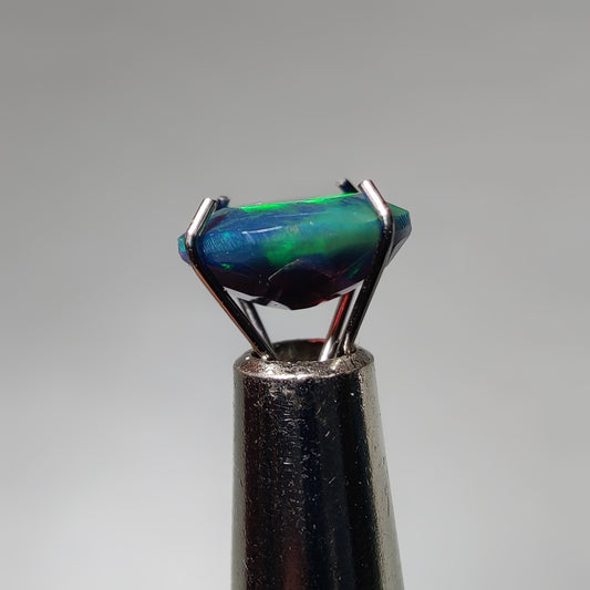 Faceted Ethiopian Black Opal gemstone cabochon - natural crystal healing stone for jewelry making by Gemivra