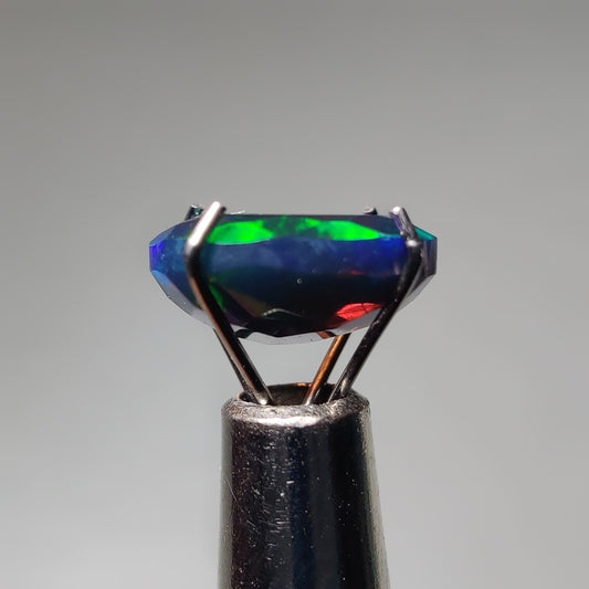 Faceted Ethiopian Black Opal gemstone cabochon - natural crystal healing stone for jewelry making by Gemivra