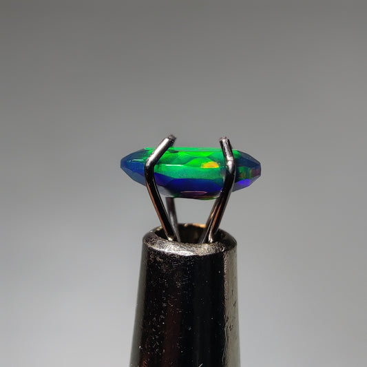 Faceted Ethiopian Black Opal gemstone cabochon - natural crystal healing stone for jewelry making by Gemivra