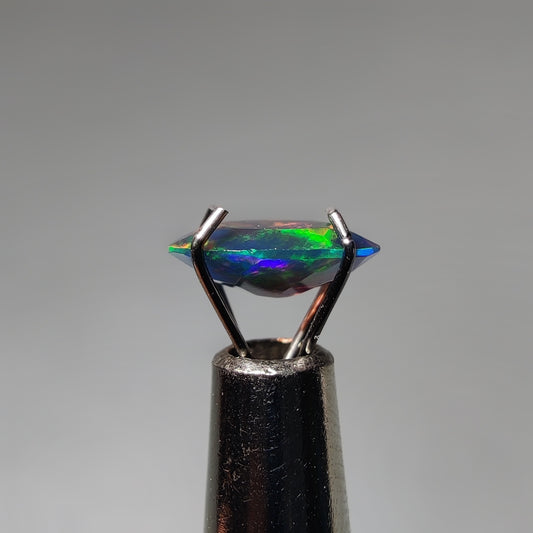 Faceted Ethiopian Black Opal gemstone cabochon - natural crystal healing stone for jewelry making by Gemivra