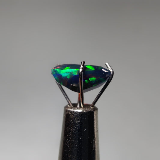 Faceted Ethiopian Black Opal gemstone cabochon - natural crystal healing stone for jewelry making by Gemivra