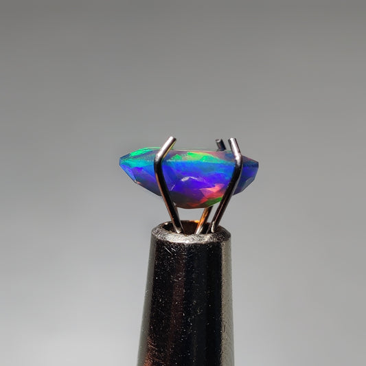 Faceted Ethiopian Black Opal gemstone cabochon - natural crystal healing stone for jewelry making by Gemivra