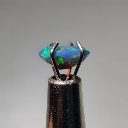 Faceted Ethiopian Black Opal gemstone cabochon - natural crystal healing stone for jewelry making by Gemivra