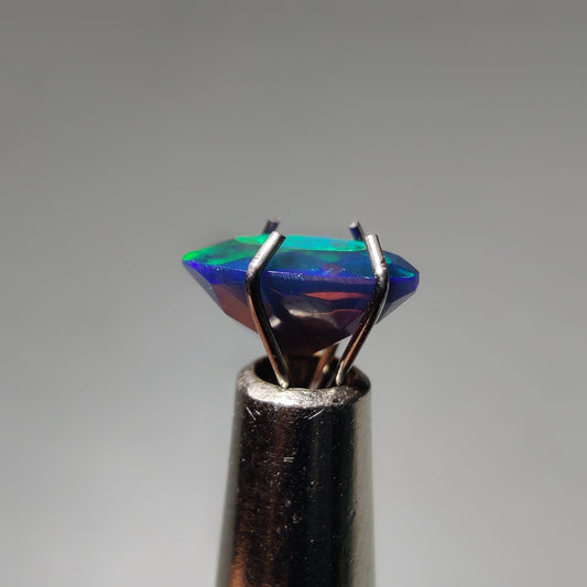 Faceted Ethiopian Black Opal gemstone cabochon - natural crystal healing stone for jewelry making by Gemivra