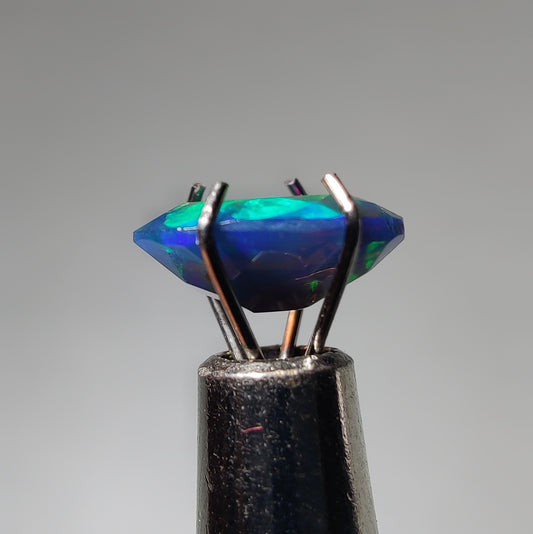 Faceted Ethiopian Black Opal gemstone cabochon - natural crystal healing stone for jewelry making by Gemivra