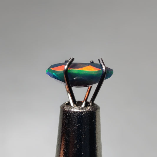 Faceted Ethiopian Black Opal gemstone cabochon - natural crystal healing stone for jewelry making by Gemivra