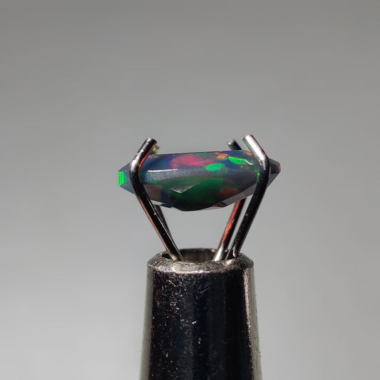 Faceted Ethiopian Black Opal gemstone cabochon - natural crystal healing stone for jewelry making by Gemivra