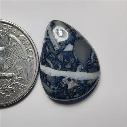 Black Orthoceras gemstone cabochon - natural crystal healing stone for jewelry making by SemiPreciousCabs