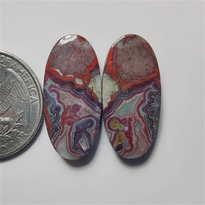 Crazy Lace Jasper Pair gemstone cabochon - natural crystal healing stone for jewelry making by SemiPreciousCabs