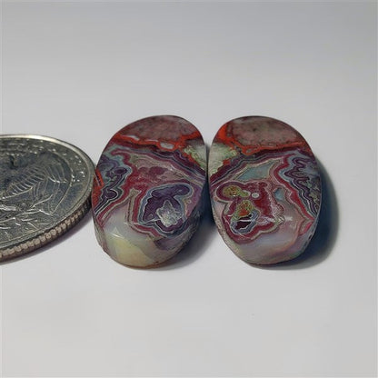 Crazy Lace Jasper Pair gemstone cabochon - natural crystal healing stone for jewelry making by SemiPreciousCabs