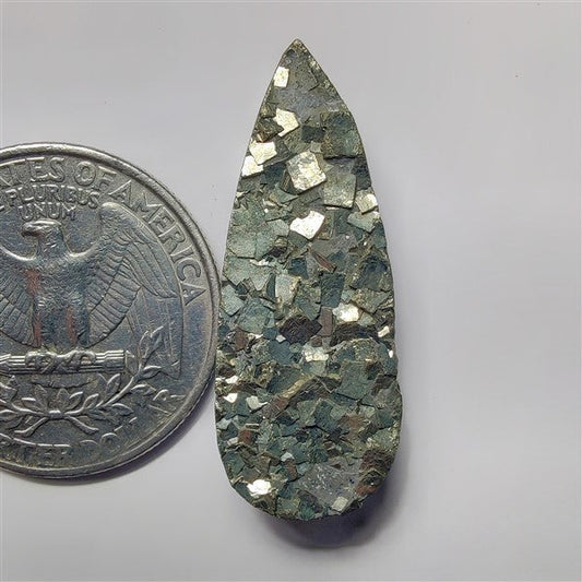 Pyrite Druzy gemstone cabochon - natural crystal healing stone for jewelry making by SemiPreciousCabs