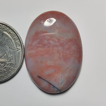 Pink Moss Agate gemstone cabochon - natural crystal healing stone for jewelry making by SemiPreciousCabs