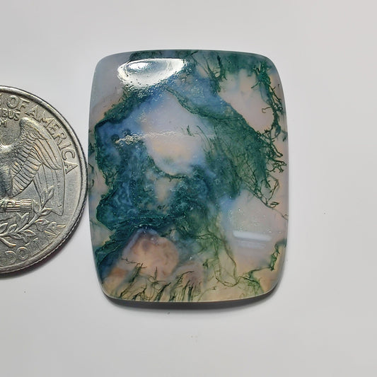 Moss Agate gemstone cabochon - natural crystal healing stone for jewelry making by SemiPreciousCabs