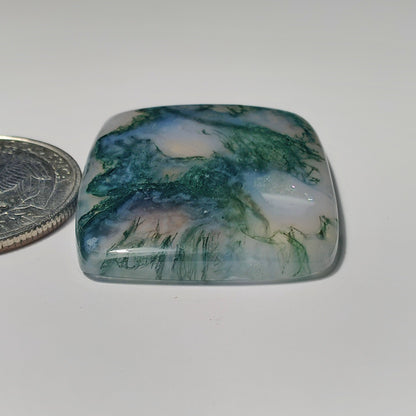 Moss Agate gemstone cabochon - natural crystal healing stone for jewelry making by SemiPreciousCabs