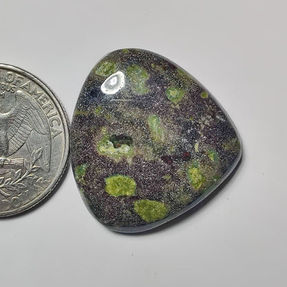 Epidote in Matrix gemstone cabochon - natural crystal healing stone for jewelry making by SemiPreciousCabs