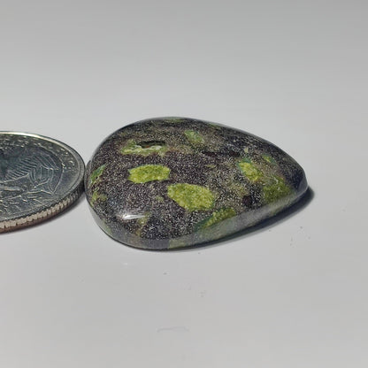 Epidote in Matrix gemstone cabochon - natural crystal healing stone for jewelry making by SemiPreciousCabs