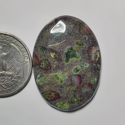 Epidote in Matrix gemstone cabochon - natural crystal healing stone for jewelry making by SemiPreciousCabs