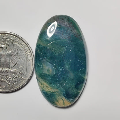 Moss Agate gemstone cabochon - natural crystal healing stone for jewelry making by SemiPreciousCabs