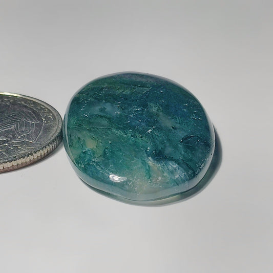 Moss Agate gemstone cabochon - natural crystal healing stone for jewelry making by SemiPreciousCabs
