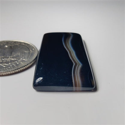 Black Banded Agate gemstone cabochon - natural crystal healing stone for jewelry making by SemiPreciousCabs