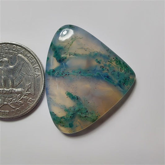 Moss Agate gemstone cabochon - natural crystal healing stone for jewelry making by SemiPreciousCabs