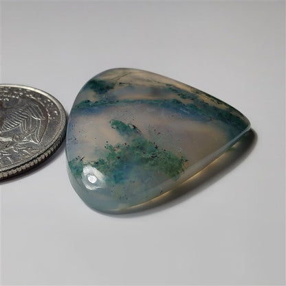 Moss Agate gemstone cabochon - natural crystal healing stone for jewelry making by SemiPreciousCabs