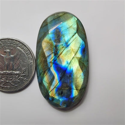 Faceted Labradorite gemstone cabochon - natural crystal healing stone for jewelry making by SemiPreciousCabs