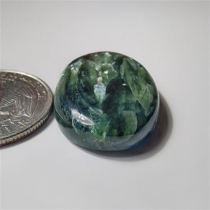 Serphinite gemstone cabochon - natural crystal healing stone for jewelry making by SemiPreciousCabs