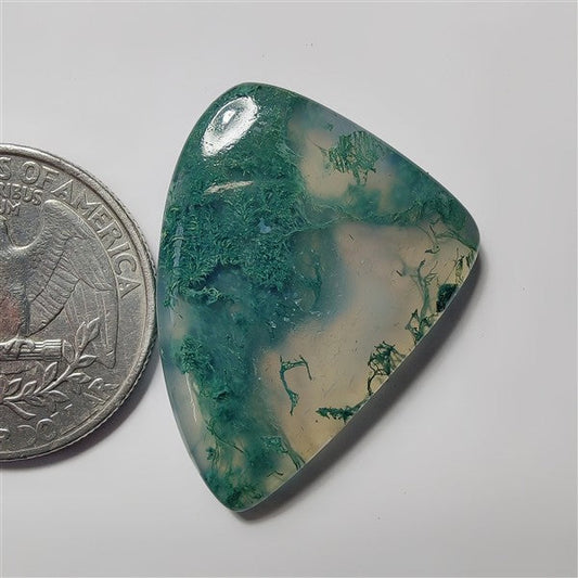 Moss Agate gemstone cabochon - natural crystal healing stone for jewelry making by SemiPreciousCabs