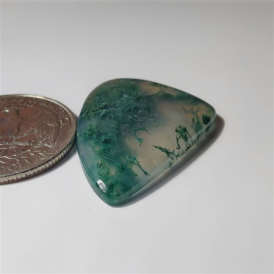 Moss Agate gemstone cabochon - natural crystal healing stone for jewelry making by SemiPreciousCabs