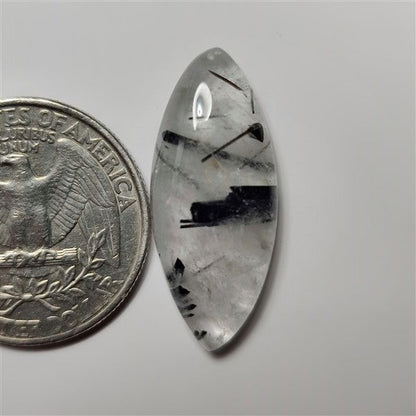 Black Rutiled Quartz gemstone cabochon - natural crystal healing stone for jewelry making by SemiPreciousCabs