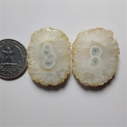 Solar Quartz Druzy Pair gemstone cabochon - natural crystal healing stone for jewelry making by SemiPreciousCabs