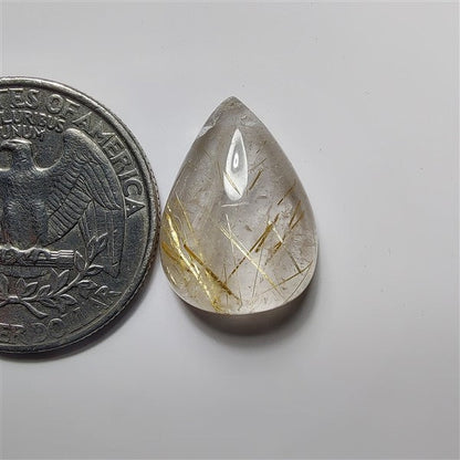 Golden Rutile gemstone cabochon - natural crystal healing stone for jewelry making by SemiPreciousCabs