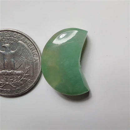 Chrysoprase moon gemstone cabochon - natural crystal healing stone for jewelry making by SemiPreciousCabs