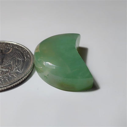 Chrysoprase moon gemstone cabochon - natural crystal healing stone for jewelry making by SemiPreciousCabs