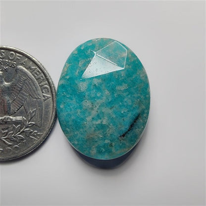 Faceted Amazonite gemstone cabochon - natural crystal healing stone for jewelry making by SemiPreciousCabs