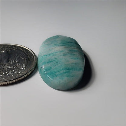 Faceted Amazonite gemstone cabochon - natural crystal healing stone for jewelry making by SemiPreciousCabs