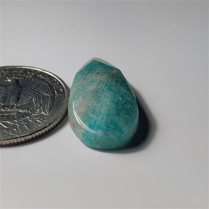 Faceted Amazonite gemstone cabochon - natural crystal healing stone for jewelry making by SemiPreciousCabs