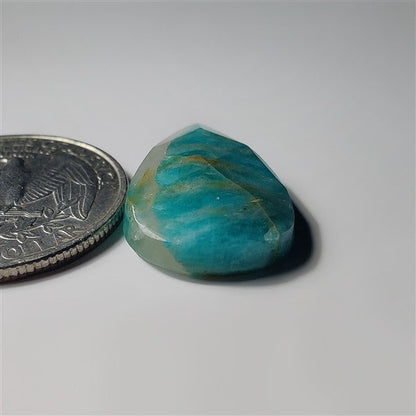 Faceted Amazonite gemstone cabochon - natural crystal healing stone for jewelry making by SemiPreciousCabs